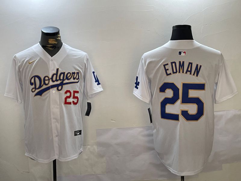 Men Los Angeles Dodgers #25 Edman White Game 2024 Nike MLB Jersey style 1211